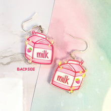 Load image into Gallery viewer, Strawberry Milk Dangle Earrings- Acrylic Earrings