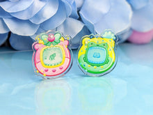 Load image into Gallery viewer, Frogotchi + Cowgotchi- Tamagotchi Inspired, Digital Pet Earrings- Acrylic Dangle Earrings