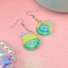 Load image into Gallery viewer, Frogotchi + Cowgotchi- Tamagotchi Inspired, Digital Pet Earrings- Acrylic Dangle Earrings