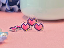 Load image into Gallery viewer, Video Game Pixel Heart Acrylic Earrings