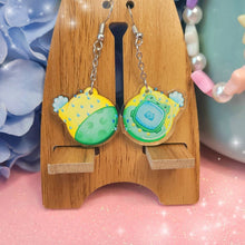 Load image into Gallery viewer, Frogotchi + Cowgotchi- Tamagotchi Inspired, Digital Pet Earrings- Acrylic Dangle Earrings