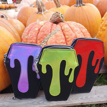 Load image into Gallery viewer, 4 Colors: Holographic Drippy Gothic Slime Coffin Shoulder Wrist Clutch Wallet