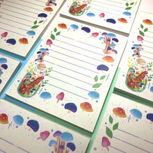 Load image into Gallery viewer, Mushroom Terrarium Memo Pad, 4.25 x 5.5 inches, mushroom notepad, kawaii cute stationery, journaling planner supplies, mushroom art