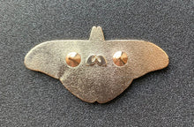 Load image into Gallery viewer, Moth Pin Art Deco Hard Enamel Pin with eldritch & void eyes for enamel pin collectors, moth pin collectors, gold and black pins, 2