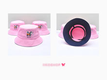 Load image into Gallery viewer, Hand Embroidered iiko Bucket Hats - Sea Navy / Spring Pink