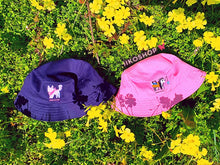 Load image into Gallery viewer, Hand Embroidered iiko Bucket Hats - Sea Navy / Spring Pink