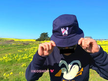 Load image into Gallery viewer, Hand Embroidered iiko Bucket Hats - Sea Navy / Spring Pink