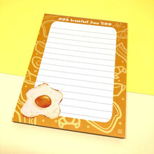 Load image into Gallery viewer, Fried Egg Memo Pad, 4.25 x 5.5 inches, breakfast time notepad, kawaii cute stationery, journaling planner supplies, egg art