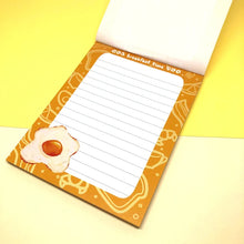 Load image into Gallery viewer, Fried Egg Memo Pad, 4.25 x 5.5 inches, breakfast time notepad, kawaii cute stationery, journaling planner supplies, egg art