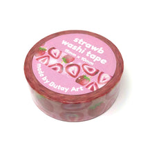 Load image into Gallery viewer, Strawberry washi tape, 15mm x 10m, fruity art decorative tape, cute planner tape, bullet journal supplies, kawaii craft tape, planner washi