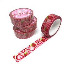 Load image into Gallery viewer, Strawberry washi tape, 15mm x 10m, fruity art decorative tape, cute planner tape, bullet journal supplies, kawaii craft tape, planner washi
