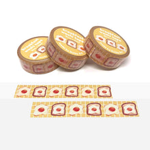 Load image into Gallery viewer, Egg on Toast washi tape, 15mm x 10m, breakfast theme decorative tape, cute planner tape, bullet journal supplies, kawaii food craft tape