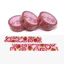 Load image into Gallery viewer, Strawberry washi tape, 15mm x 10m, fruity art decorative tape, cute planner tape, bullet journal supplies, kawaii craft tape, planner washi