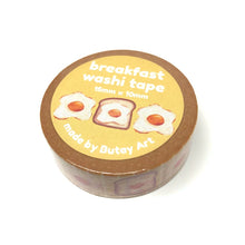 Load image into Gallery viewer, Egg on Toast washi tape, 15mm x 10m, breakfast theme decorative tape, cute planner tape, bullet journal supplies, kawaii food craft tape