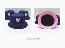 Load image into Gallery viewer, Hand Embroidered iiko Bucket Hats - Sea Navy / Spring Pink