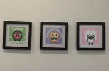 Load image into Gallery viewer, Round bois: Pocket Creatures 6"x6" prints of Piggy, Sheep and Owl. Perfect for your game themed room, bedroom, or kids room.