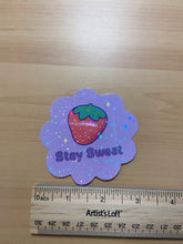 Load image into Gallery viewer, Stay Sweet Strawberry Sticker - Cute Sparkle Vinyl Sticker