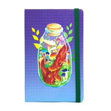 Load image into Gallery viewer, Mushroom Hardcover Journal, A5 leatherette bullet journal, kawaii planner, illustrated nature notebook, mushroom terrarium, cute mushroom