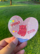 Load image into Gallery viewer, Demon Ghost Heart Sticker - Spooky Cutie Sparkle Sticker - Halloween Vinyl Sticker