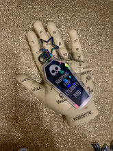 Load image into Gallery viewer, Coffin Glitter Keychain: Napping for Eternity BRB! Charm perfect for goth girls & those that celebrate spooky season all year round, 2"