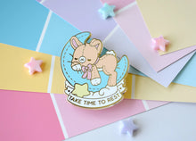 Load image into Gallery viewer, Take Time To Rest Bunny Enamel Pin