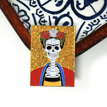 Load image into Gallery viewer, Frida Muerte (Yellow) Pin