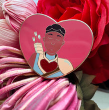 Load image into Gallery viewer, QT Ribbon Heart Enamel Pin