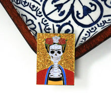 Load image into Gallery viewer, Frida Muerte (Yellow) Pin