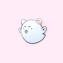 Load image into Gallery viewer, CAT GHOST GLOW IN THE DARK ENAMEL PIN