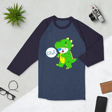 Load image into Gallery viewer, RAWR - BizBaz Dino - 3/4 sleeve raglan shirt