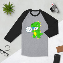 Load image into Gallery viewer, RAWR - BizBaz Dino - 3/4 sleeve raglan shirt