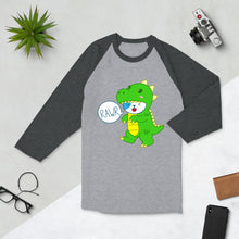 Load image into Gallery viewer, RAWR - BizBaz Dino - 3/4 sleeve raglan shirt