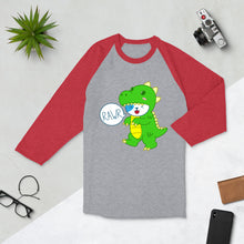 Load image into Gallery viewer, RAWR - BizBaz Dino - 3/4 sleeve raglan shirt