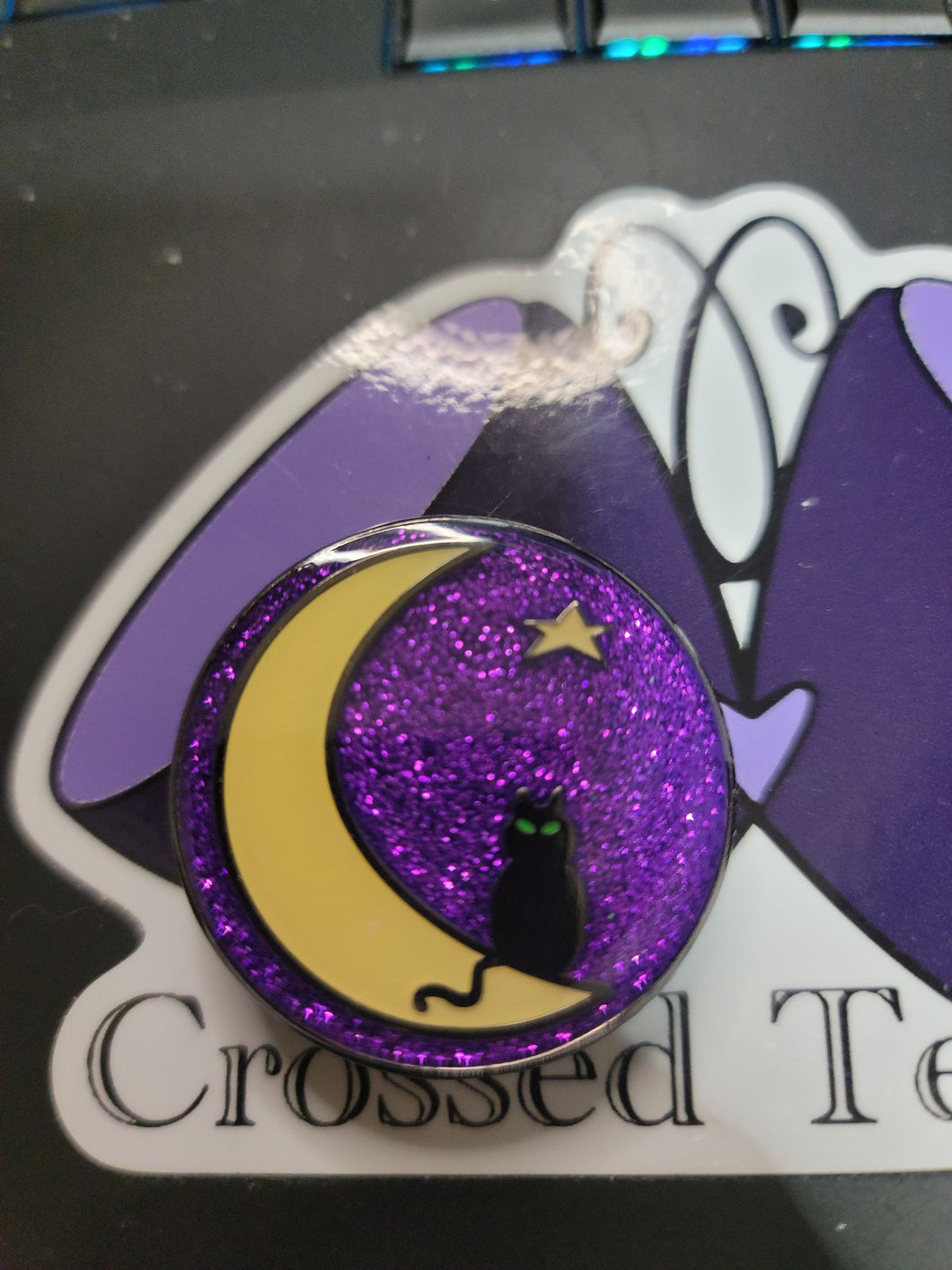Cat and Moon Pin (Glow in the Dark)