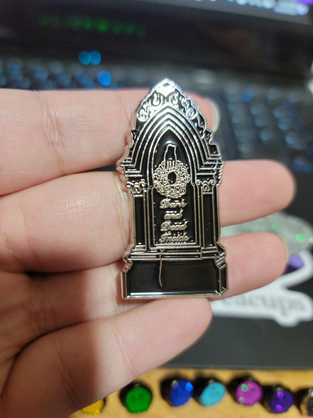 Dark and Dead Inside Tombstone Pin