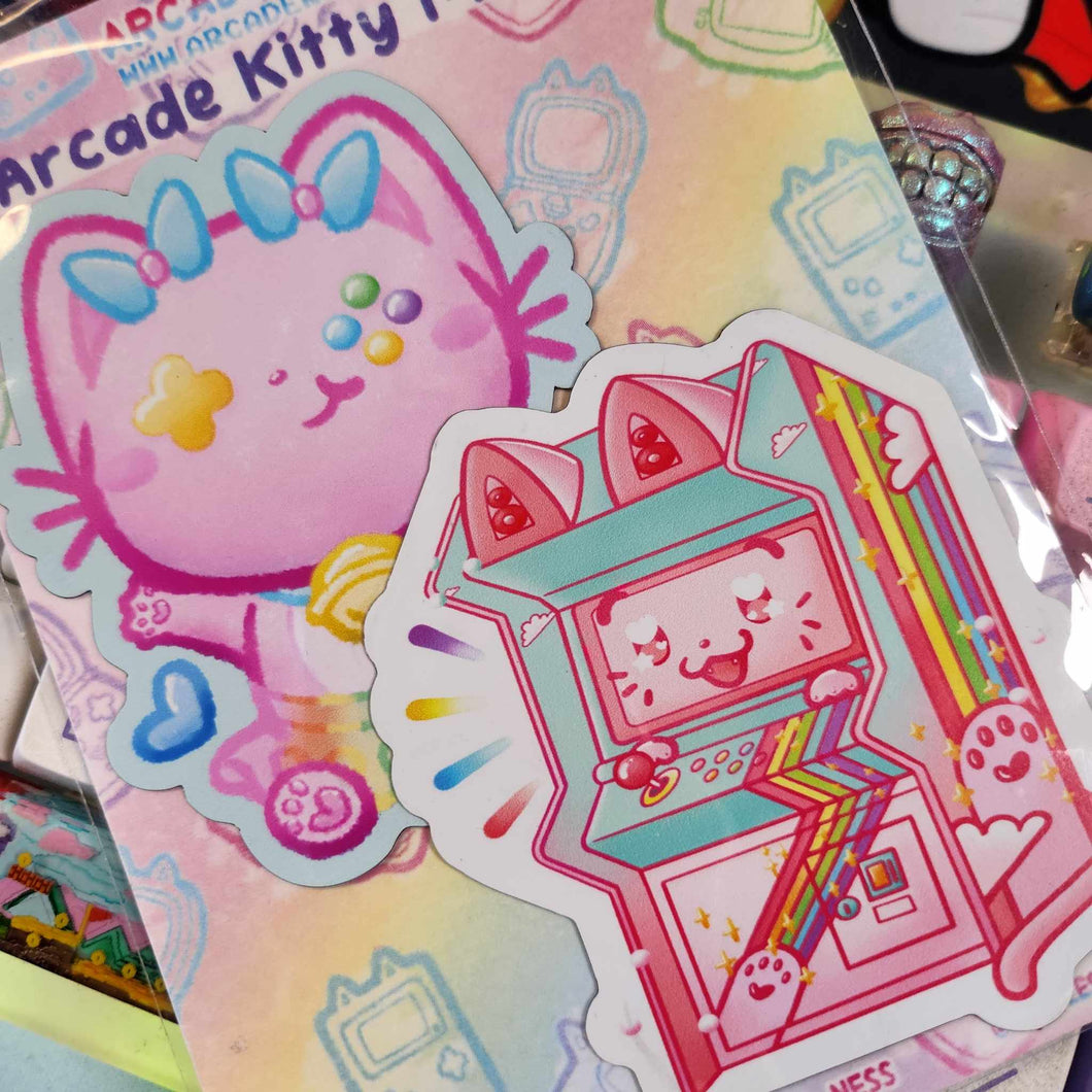 2 Arcade Kitty Kawaii Magnets - Set of 2