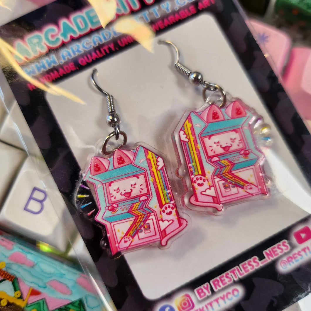 Arcade Kitty Cabinet Acrylic Dangle Earrings, 1