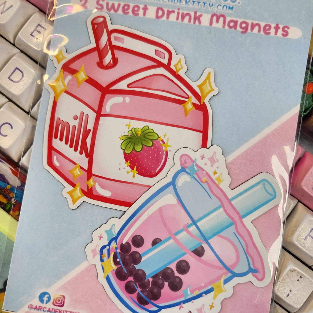 Sweet Kawaii Drink Magnets - Set of 2
