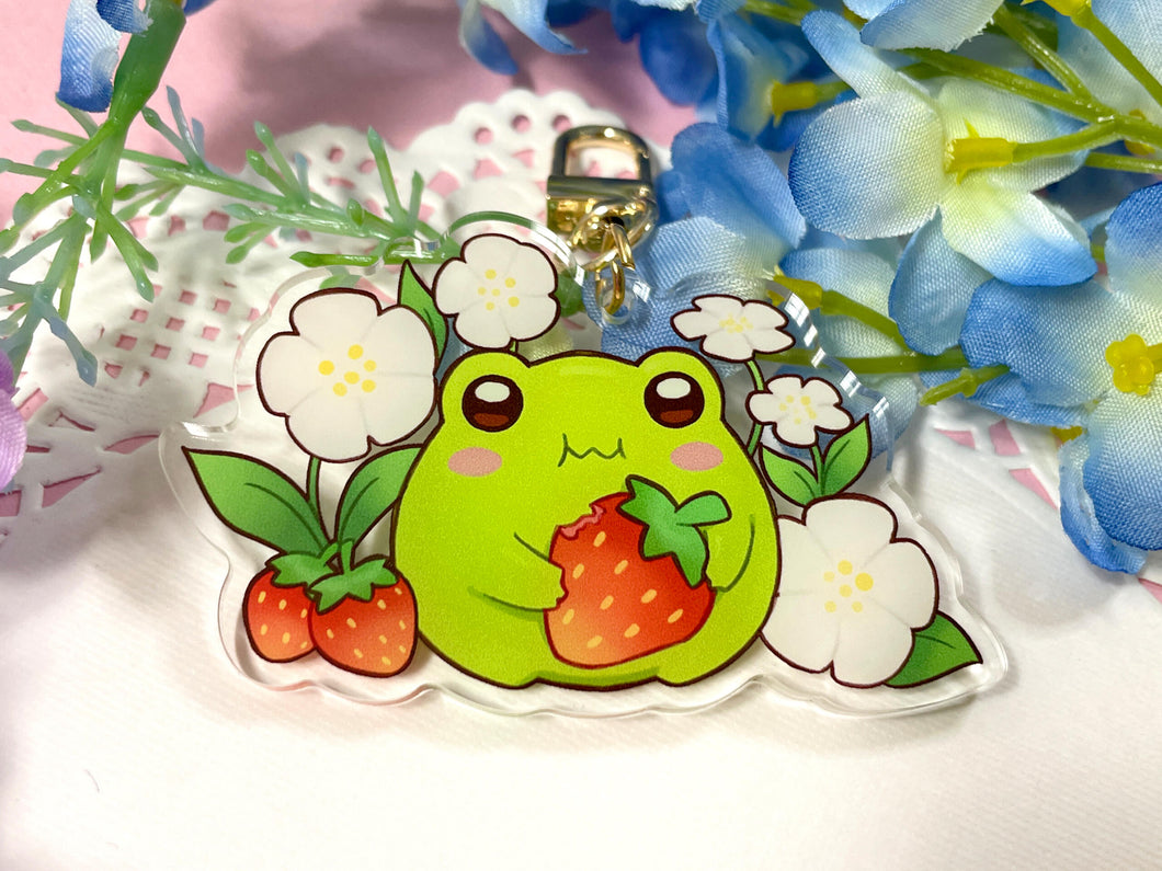 Strawberry Frog Acrylic Keychain