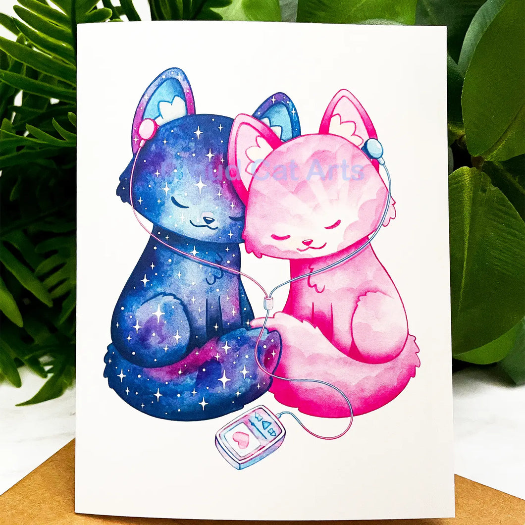 Kitty Tunes - Message Inside - Matte Greeting Card