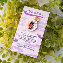 Load image into Gallery viewer, Bottled Black Scaredy Cat Spirit Enamel Pin
