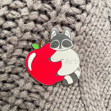 Load image into Gallery viewer, Apple Raccoon - Hard Enamel Pin
