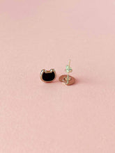 Load image into Gallery viewer, Mini Black Cat Earring Studs • Silver
