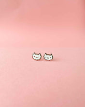 Load image into Gallery viewer, Mini Fluffy White Cat Earring Studs • Silver

