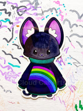 Load image into Gallery viewer, Rainbow Sweater Kitty - Black Cat - Vinyl Sticker
