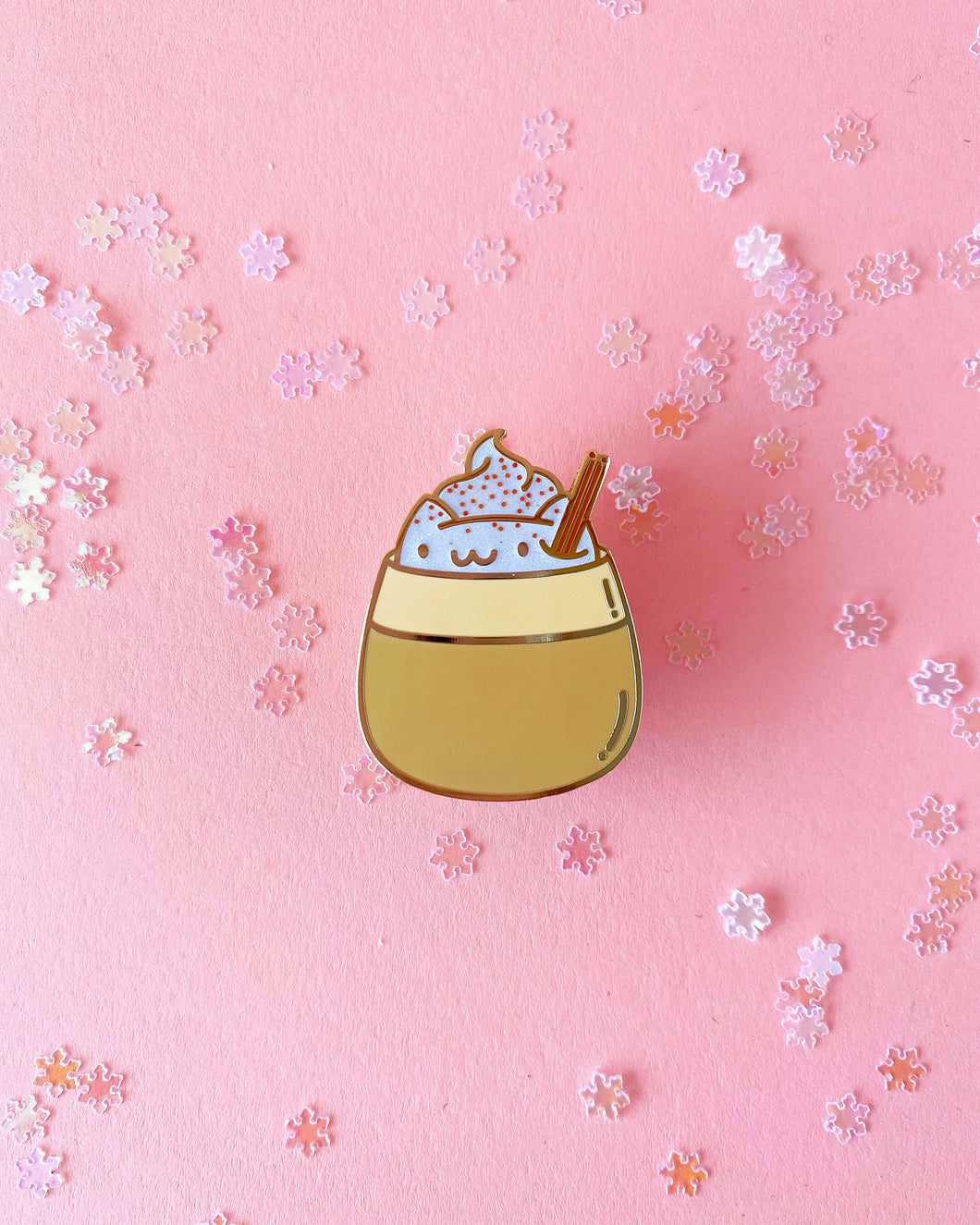 Egg Nog Cat Enamel Pin