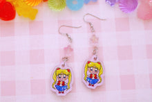 Load image into Gallery viewer, Fire or Moon Goddess QT Kawaii Acrylic Beaded Earrings
