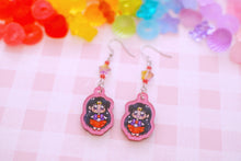 Load image into Gallery viewer, Fire or Moon Goddess QT Kawaii Acrylic Beaded Earrings
