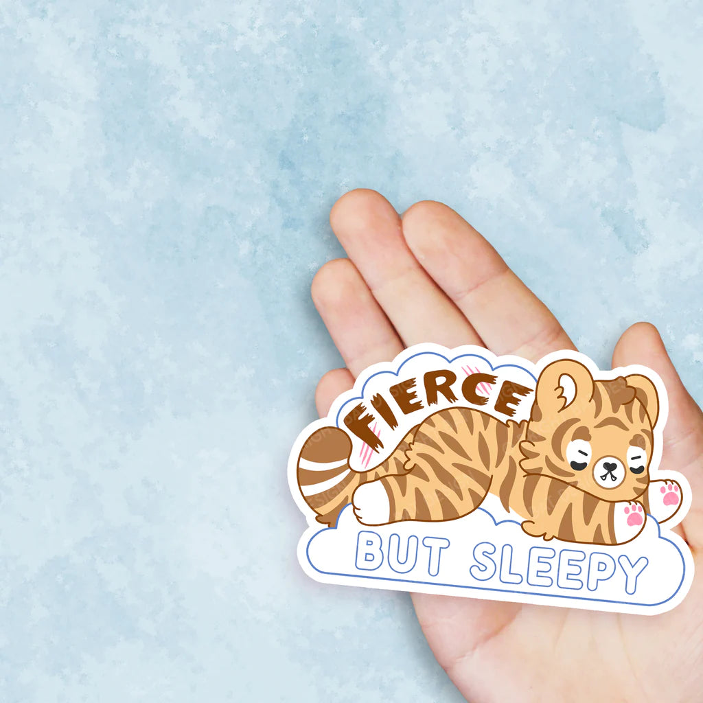 Fierce but Sleepy Tiger Vinyl Sticker