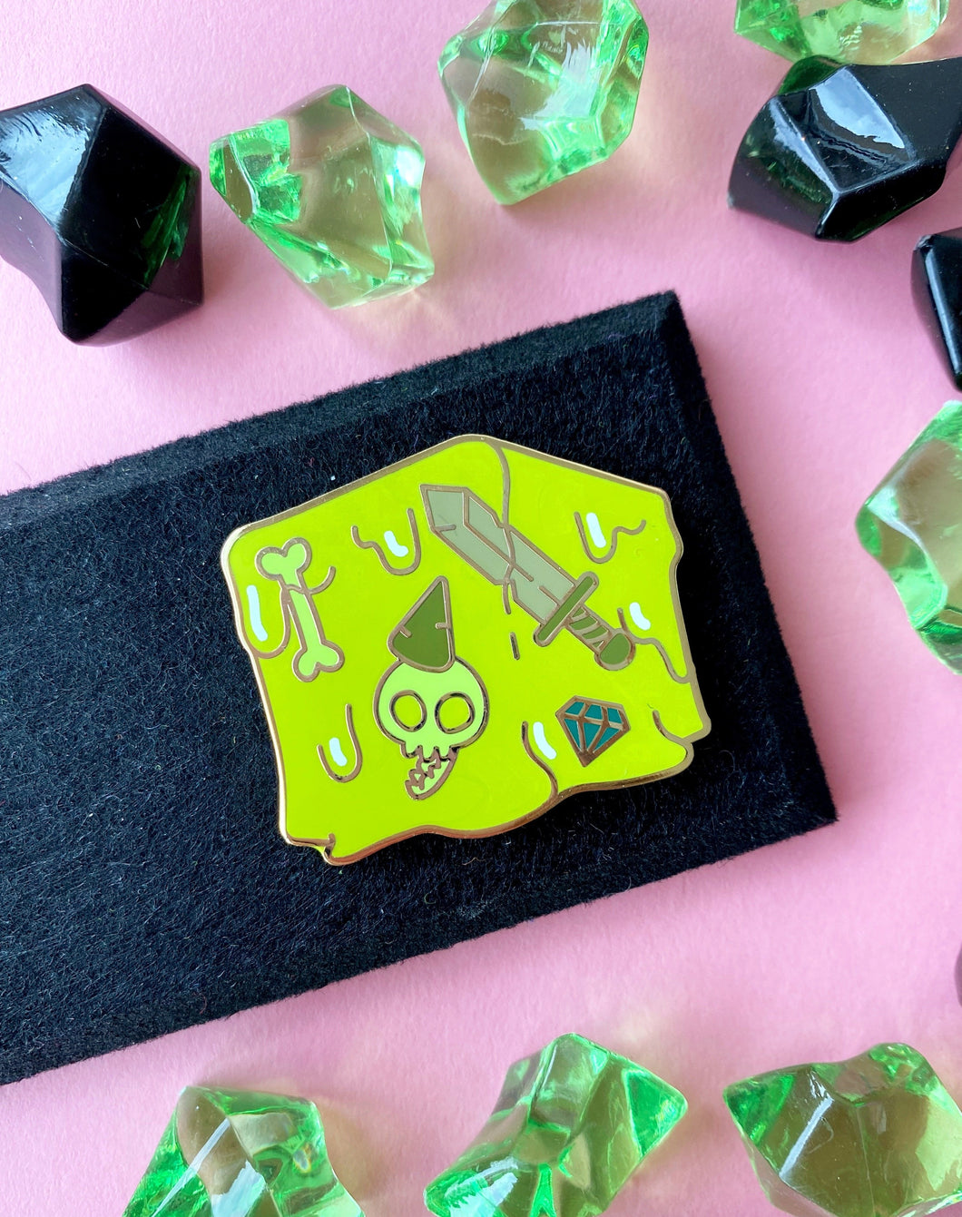 Gnome Gelatinous Cube Glow-in-the-Dark Enamel Pin